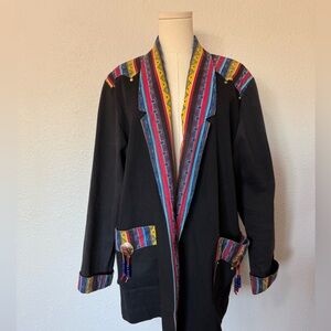Vintage Southwestern Colorful Embellished Blazer/Jacket size Large